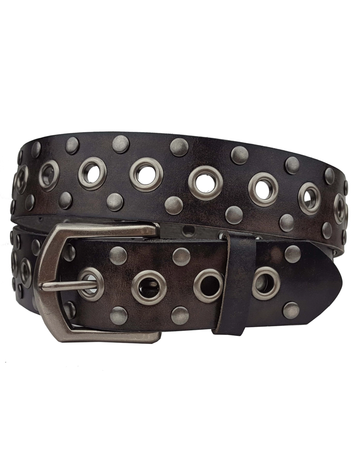 Vintage Leather Studded Belt, Black