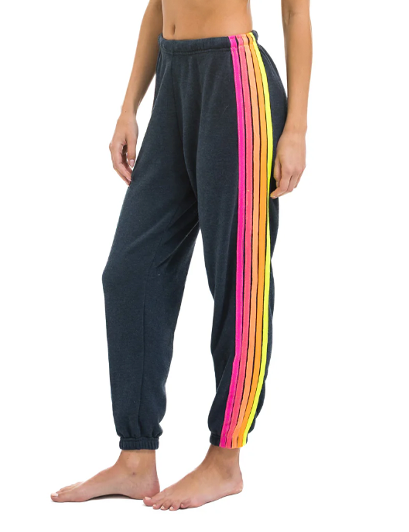 5 Stripe Sweatpants, Charcoal/Neon