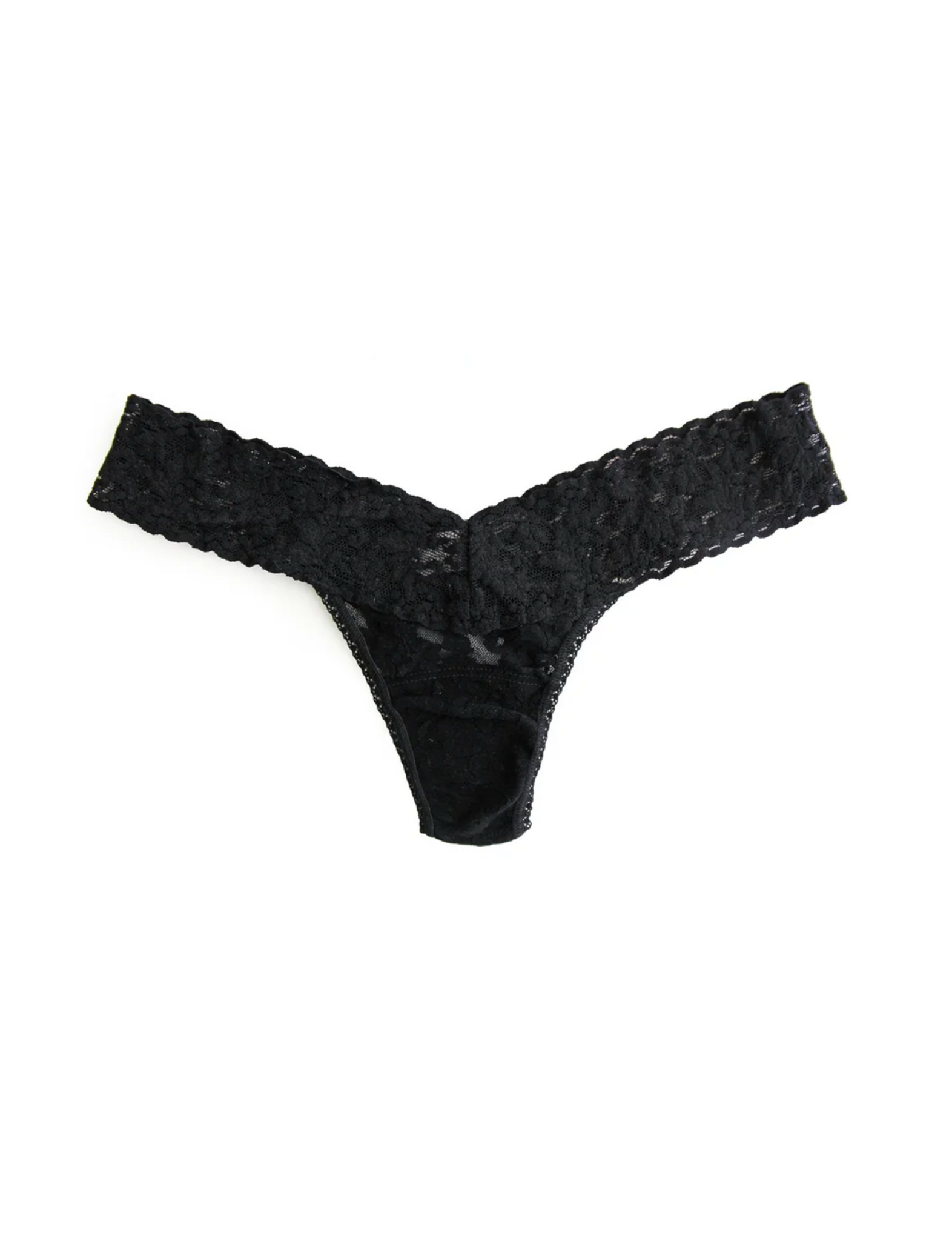 Signature Lace Low Rise Thong, Black