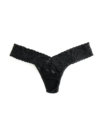 Signature Lace Low Rise Thong, Black