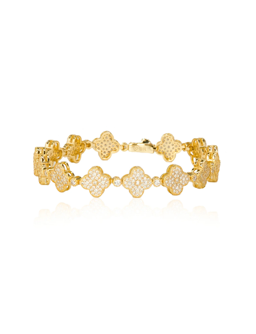 Gracie Clover Tennis Bracelet, Gold