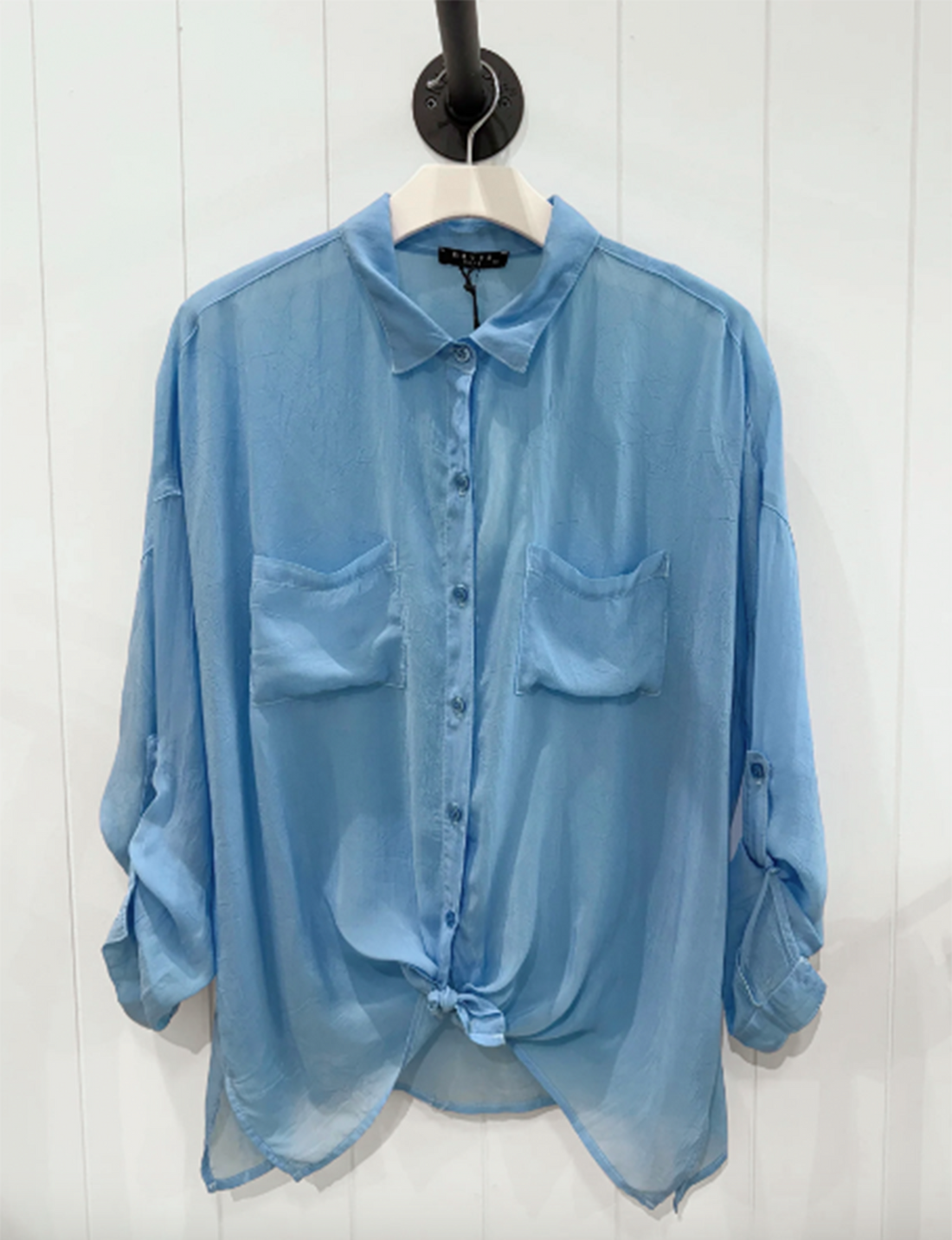 Cargo Button Down Tie Top, Riviera Blue