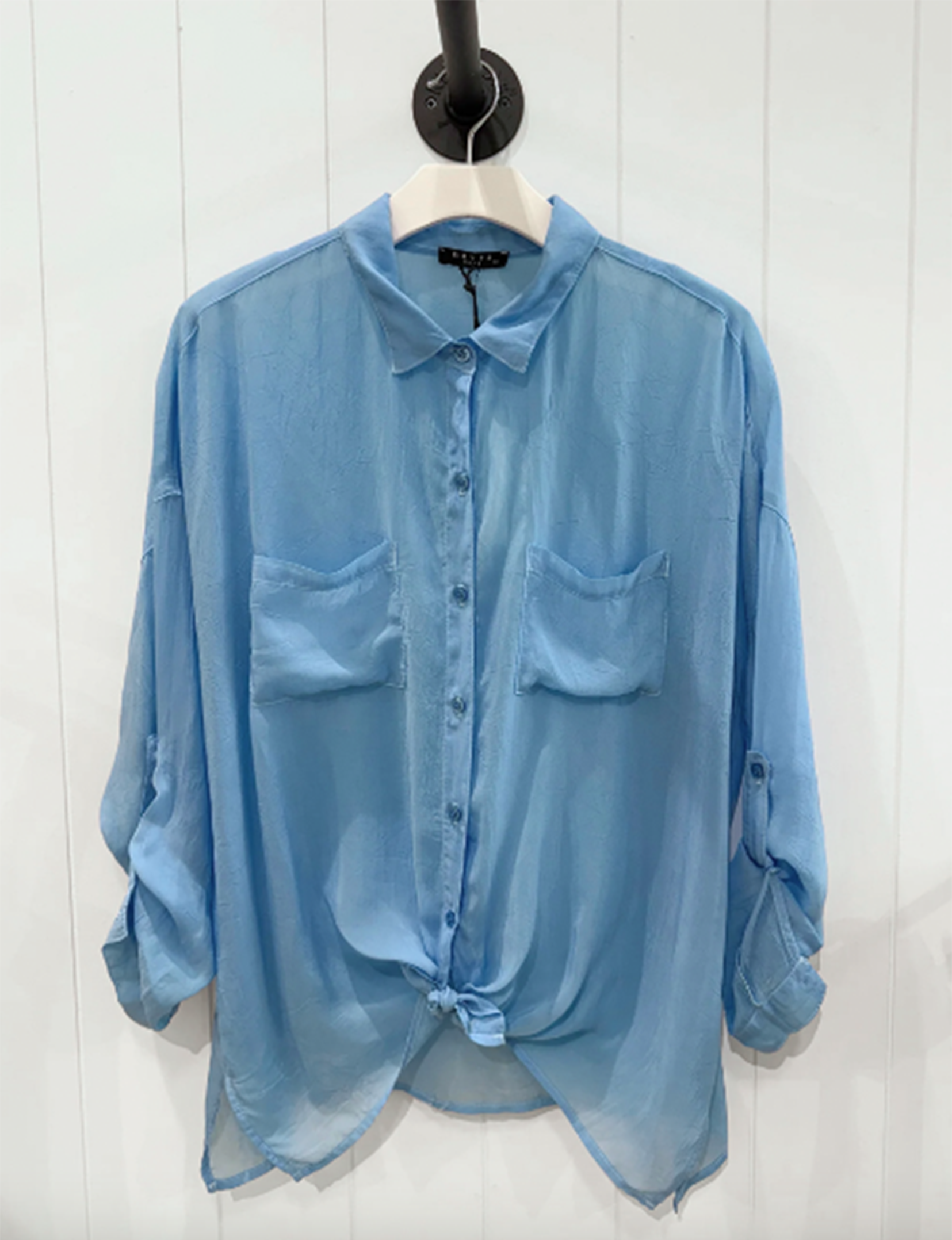 Cargo Button Down Tie Top, Riviera Blue