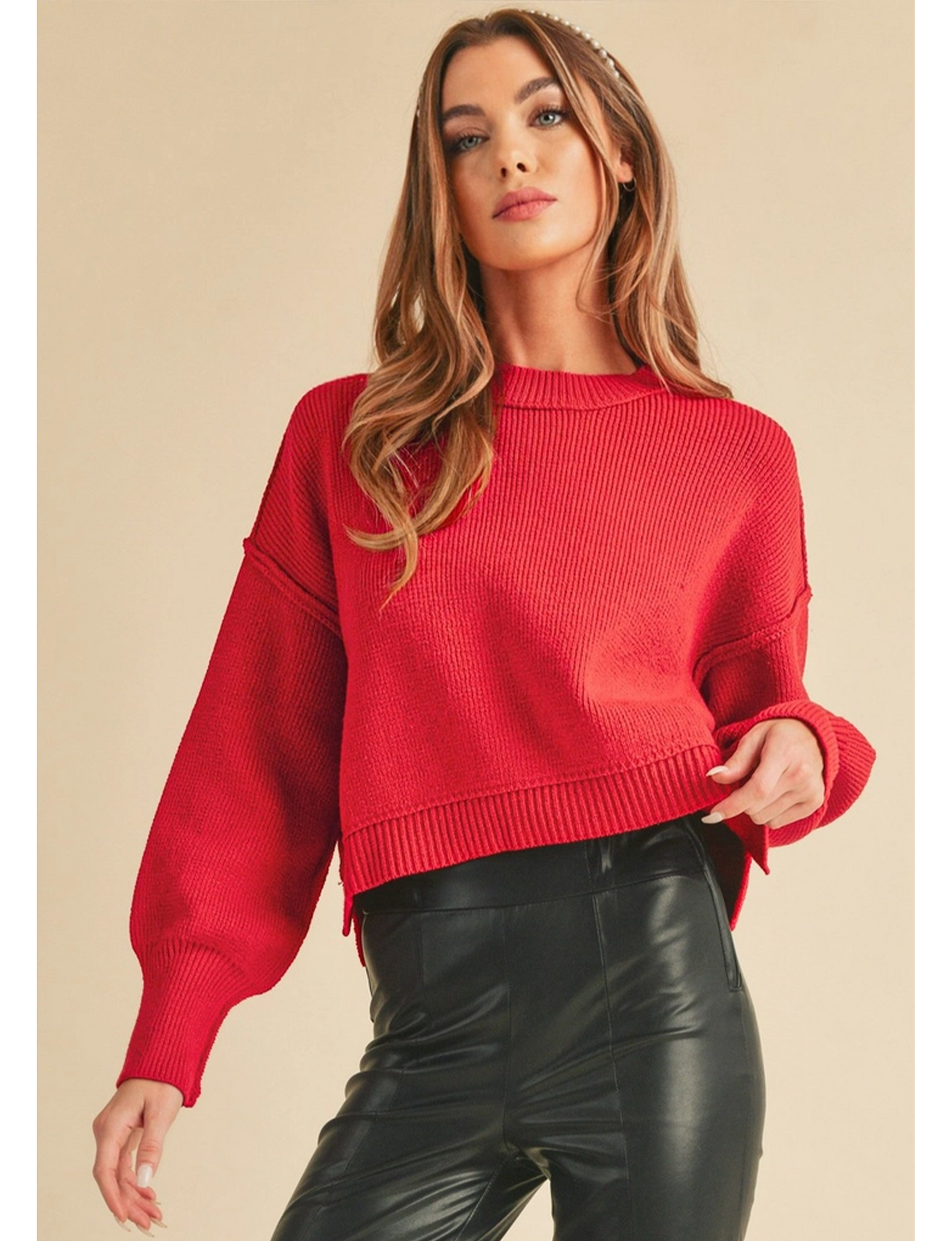 Regina Knit Sweater, Red