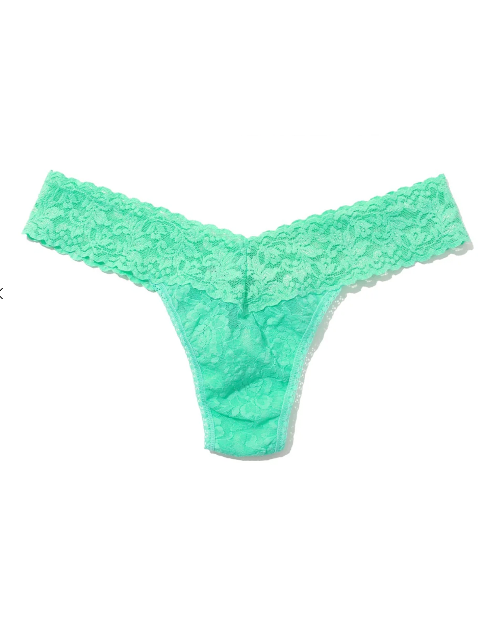 Signature Lace Low Rise Thong, Tulum Green