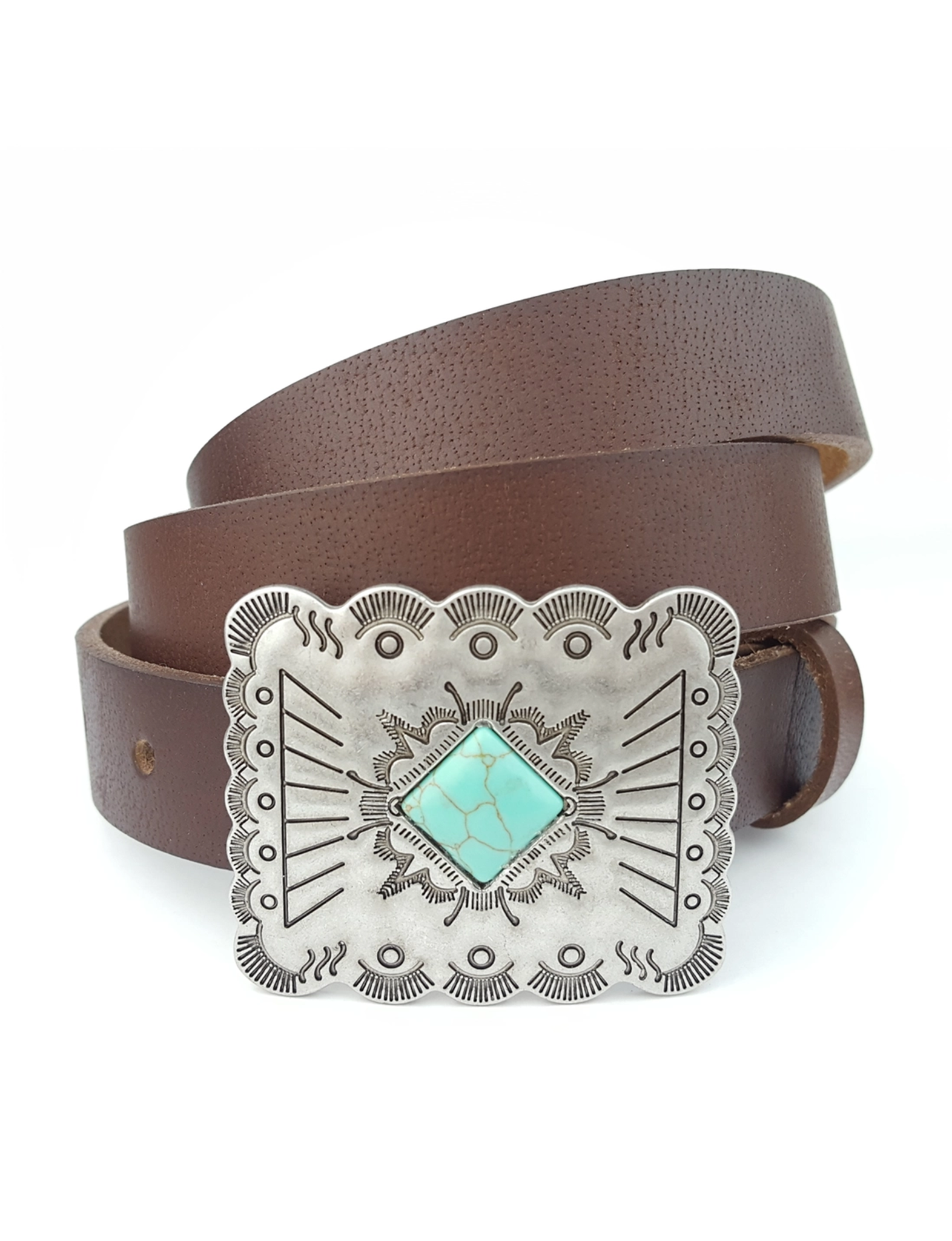 Skinny Leather Belt, Brown