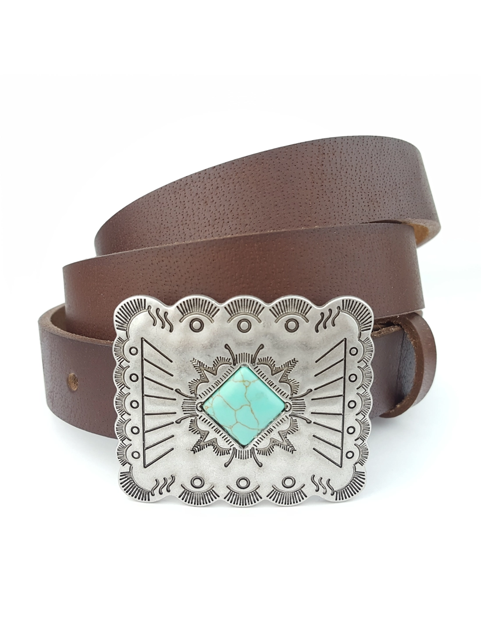 Skinny Leather Belt, Brown