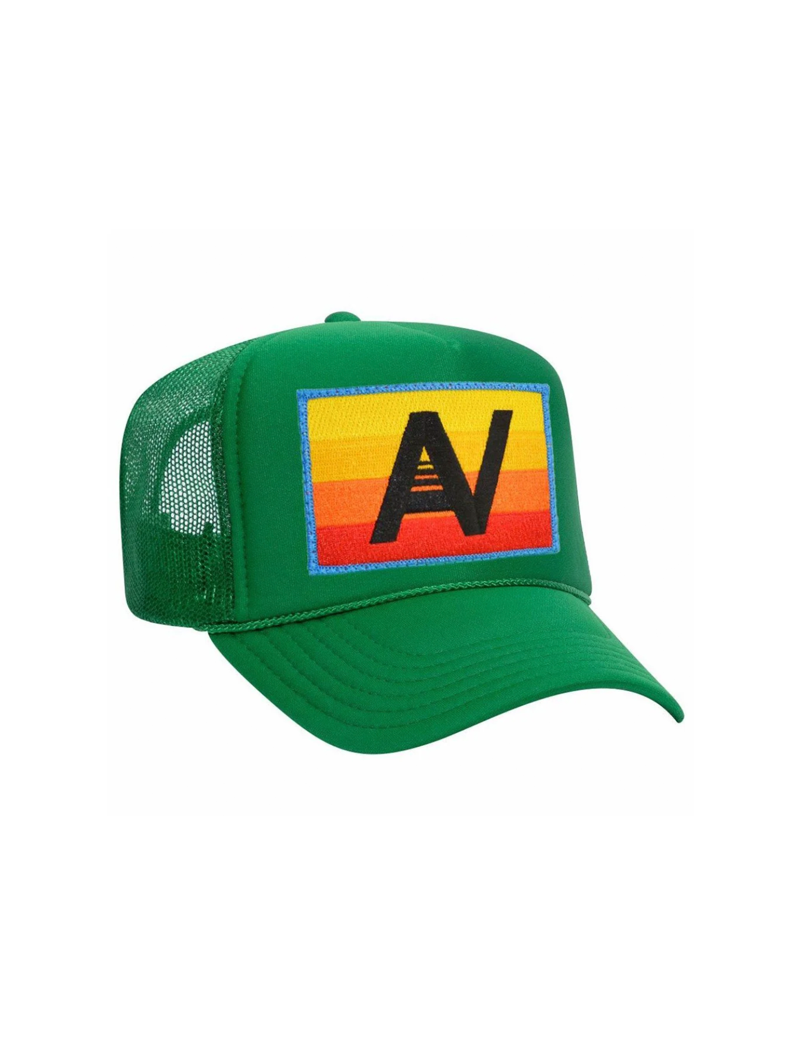 Logo Rainbow Vintage Low Rise Trucker Hat, Kelly Green