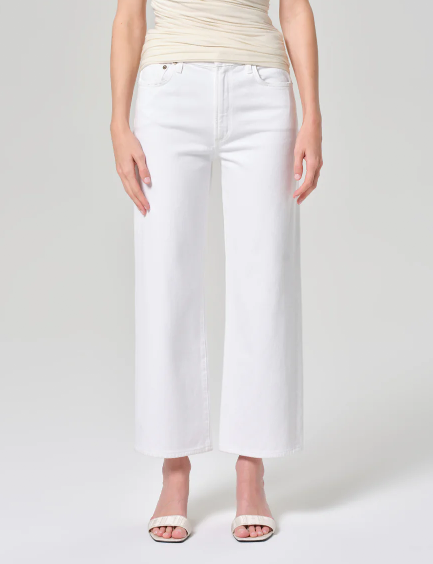 Harper High Rise Wide Leg Crop, Sour Cream