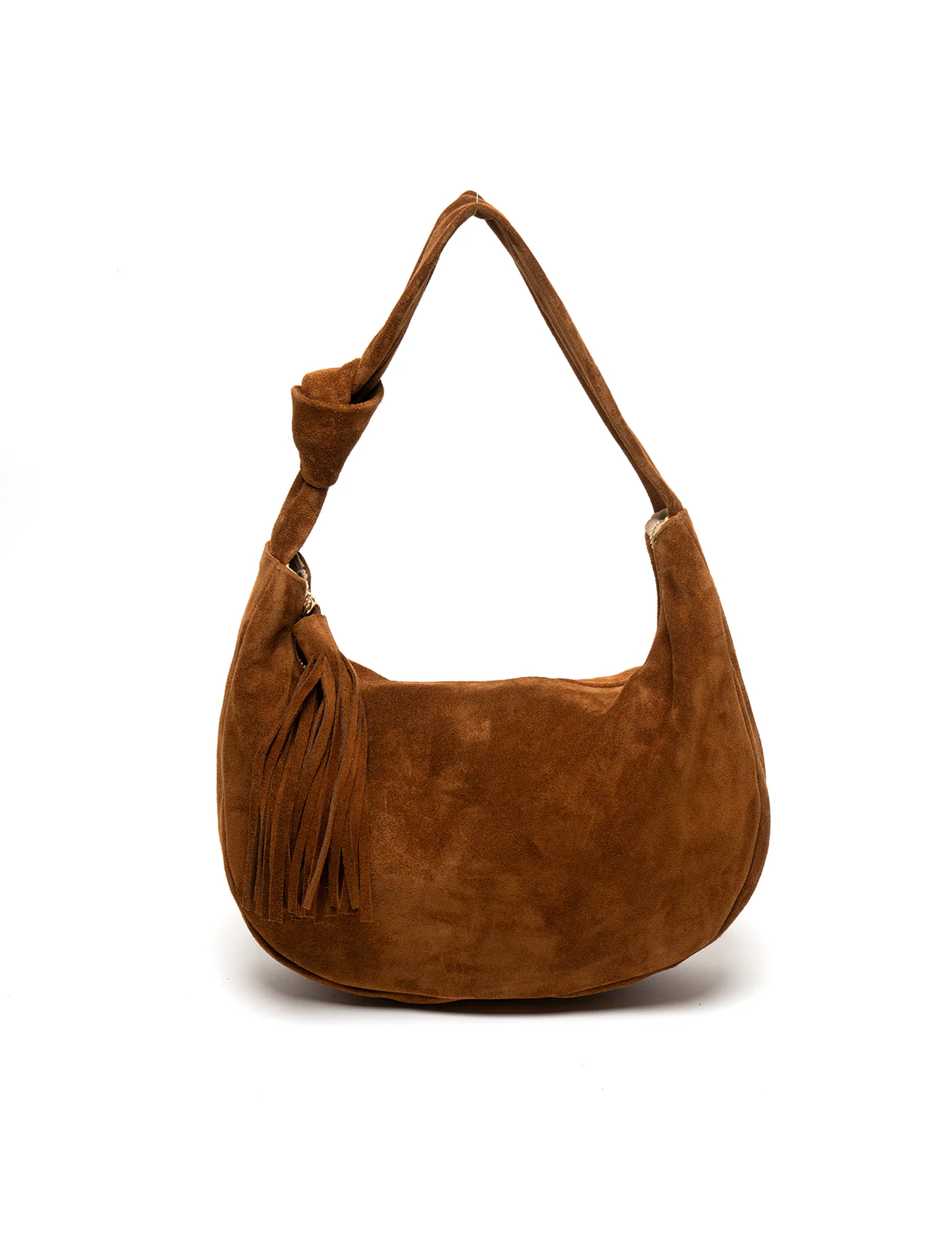 Lola Knot Hobo Handbag, Chestnut Suede