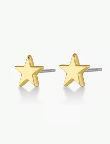 Star Charm Studs, Gold