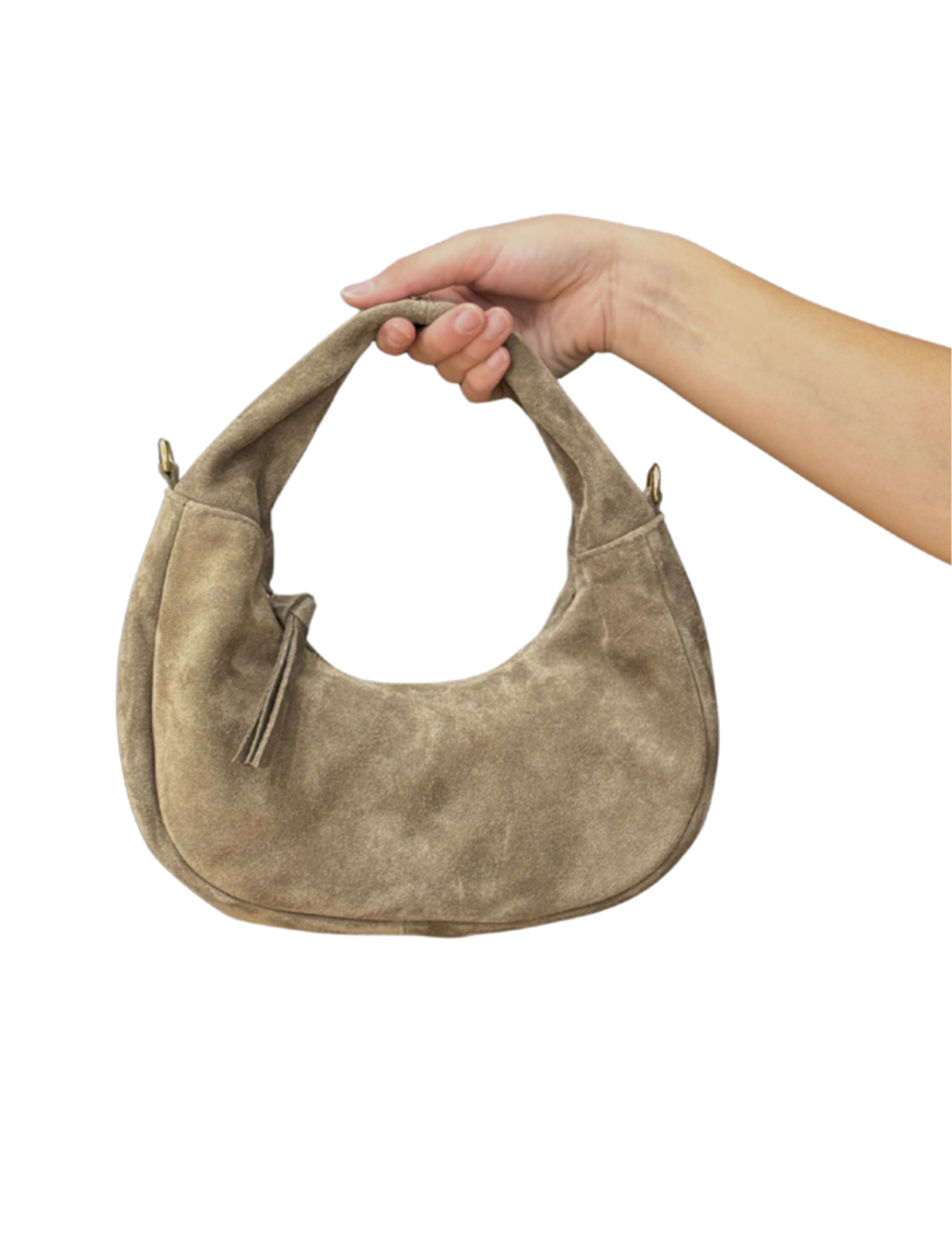 Nella Handbag, Taupe Suede