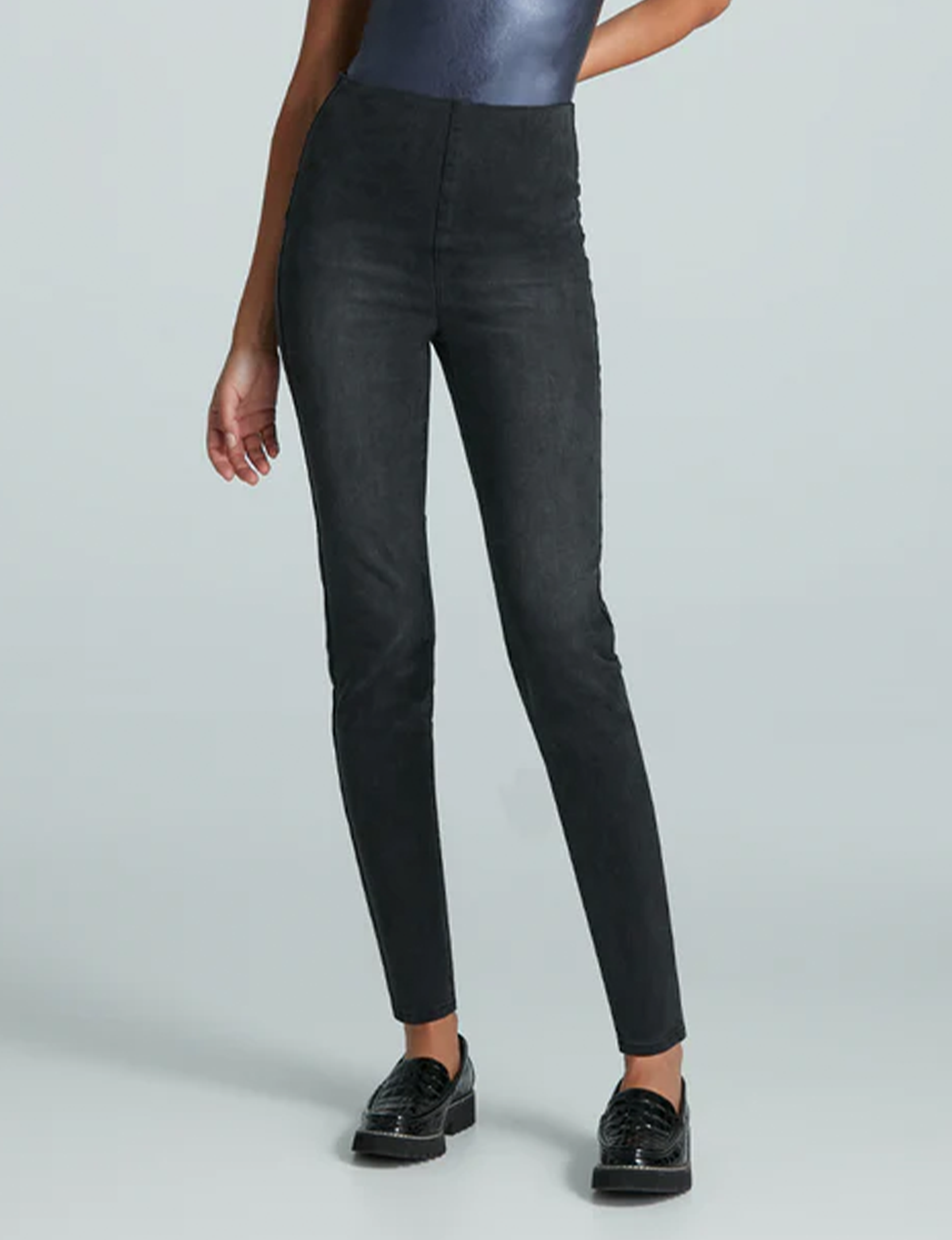 Do It All High-Rise Denim Legging, Washed Steel