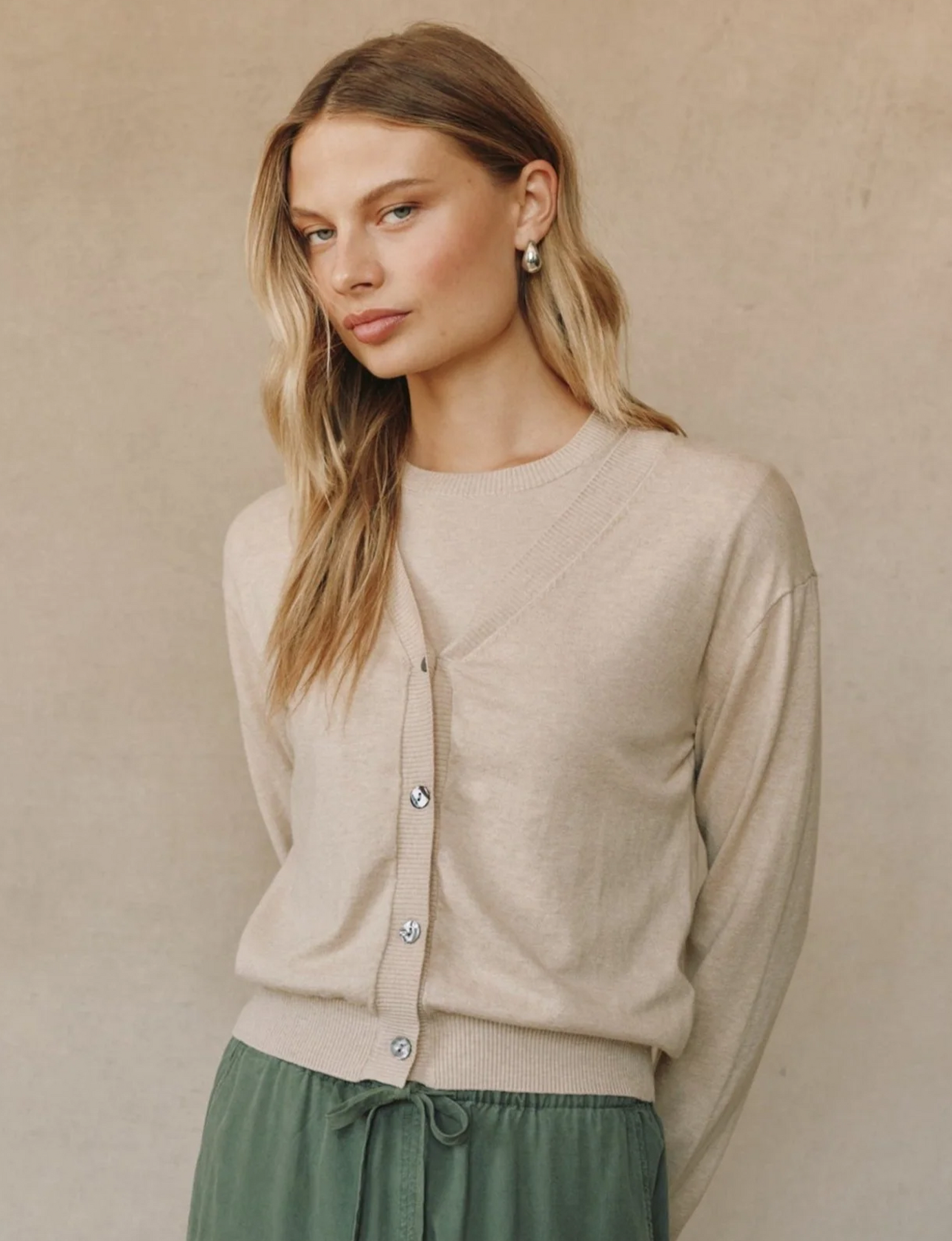 Lightweight Cardigan, Sable Sand