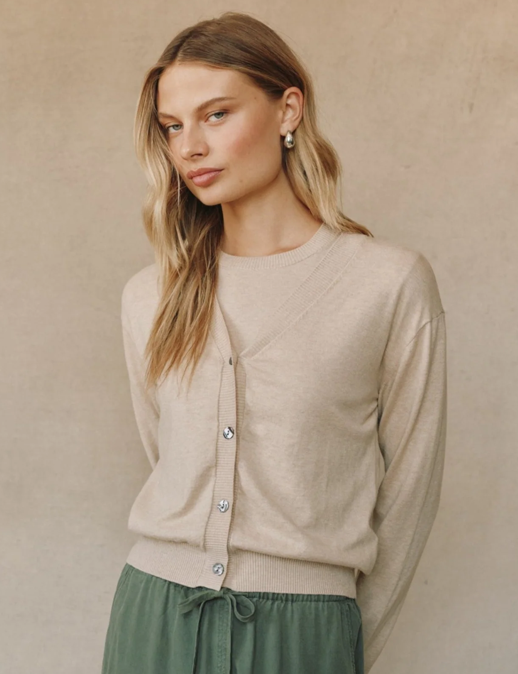 Lightweight Cardigan, Sable Sand