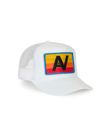 Logo Rainbow Vintage Low Rise Trucker Hat, White
