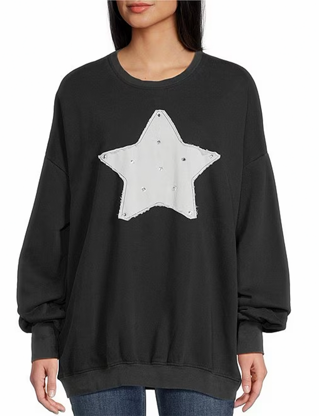 Rhinestone Star Jumper, Black/Snow