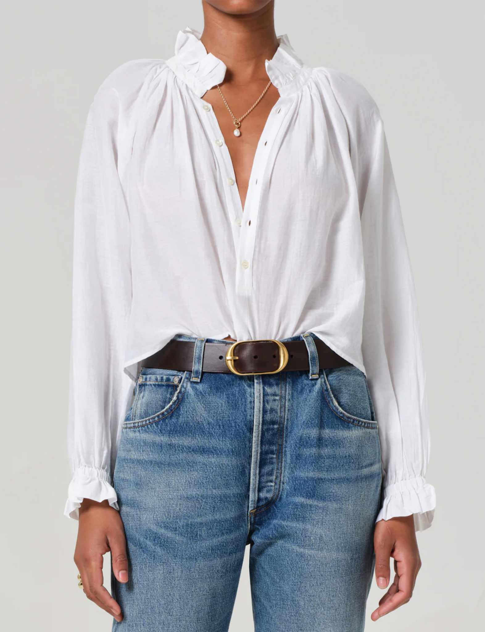 Iris Ruffled Top, White