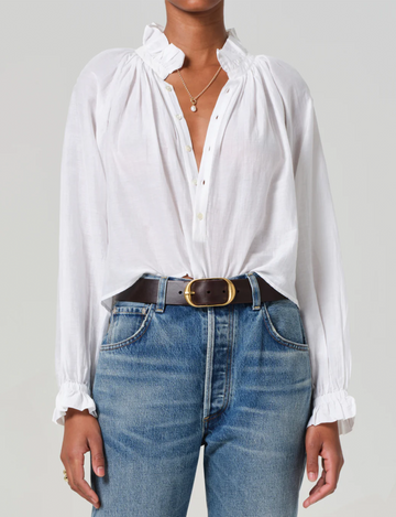 Iris Ruffled Top, White
