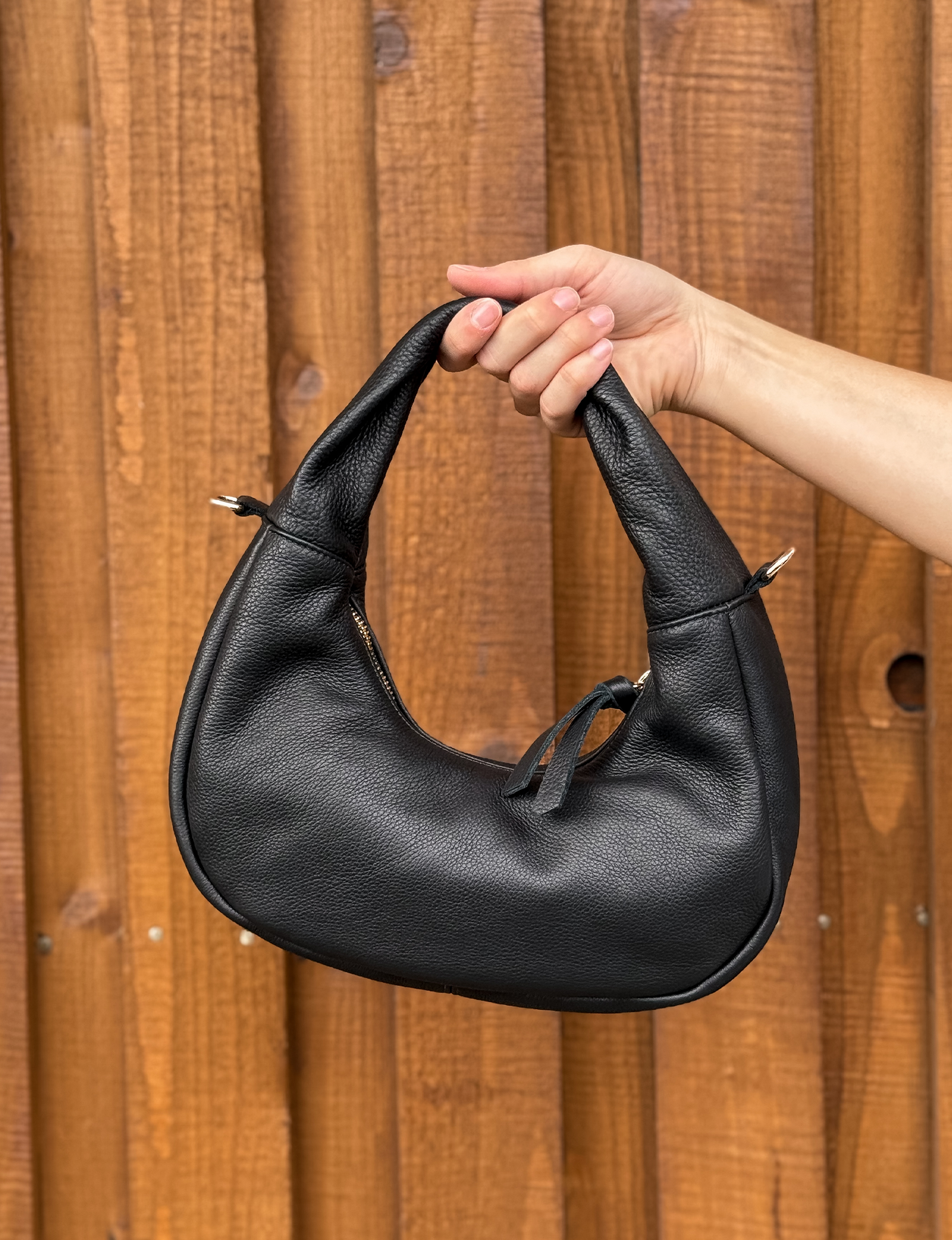 Nella Handbag, Black/Napa Leather