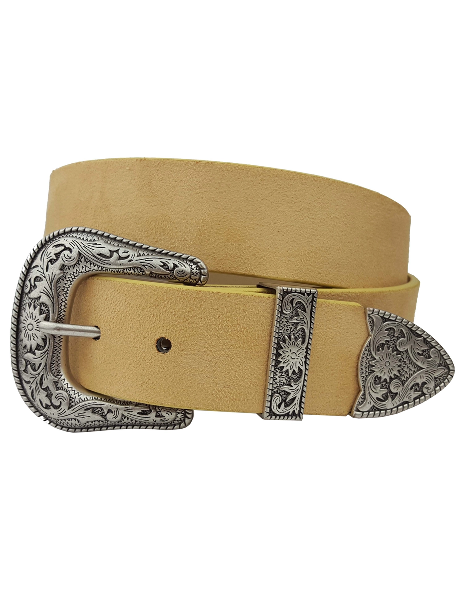 Western Silver Buckle Belt, Sand