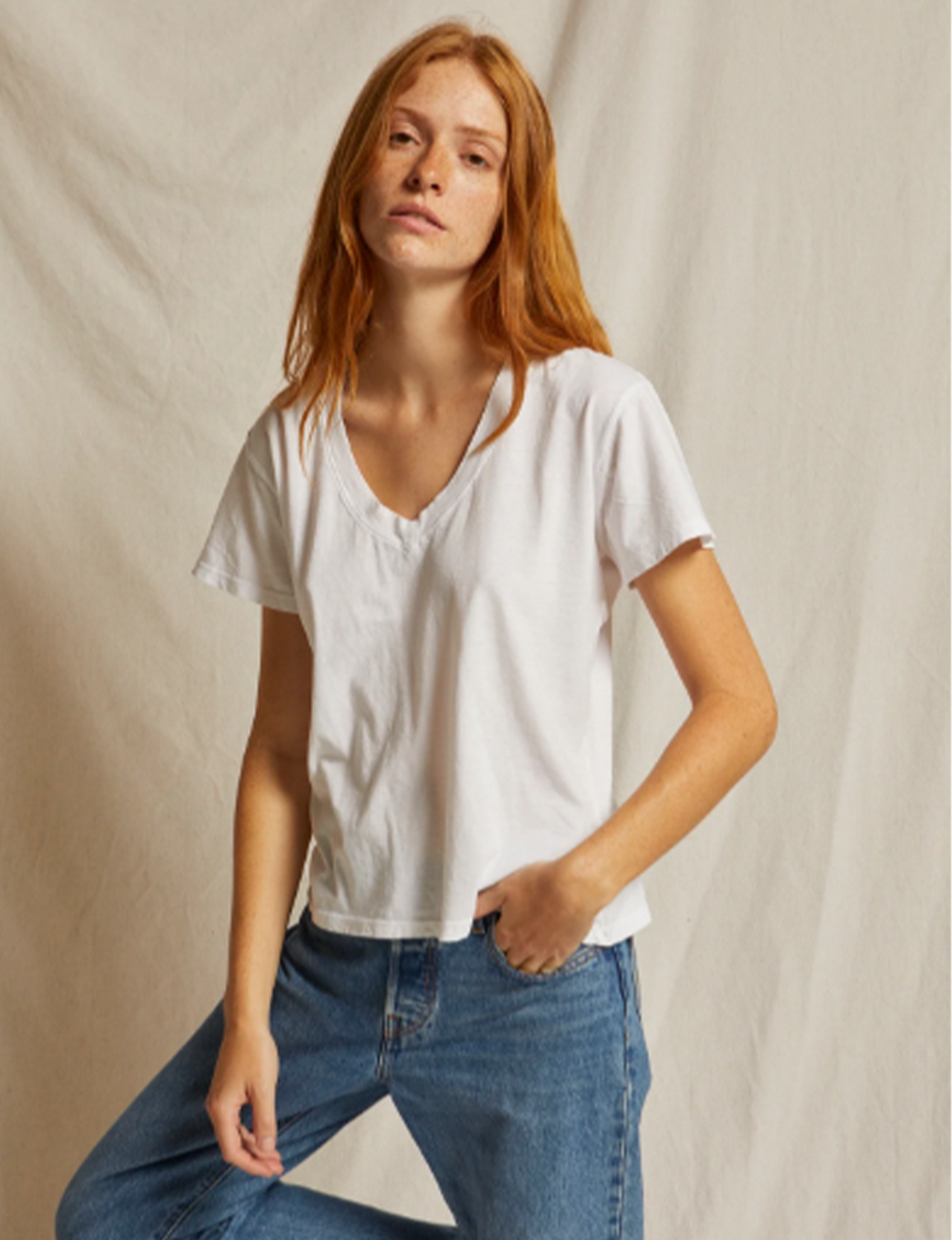 Hendrix V Neck Tee, White