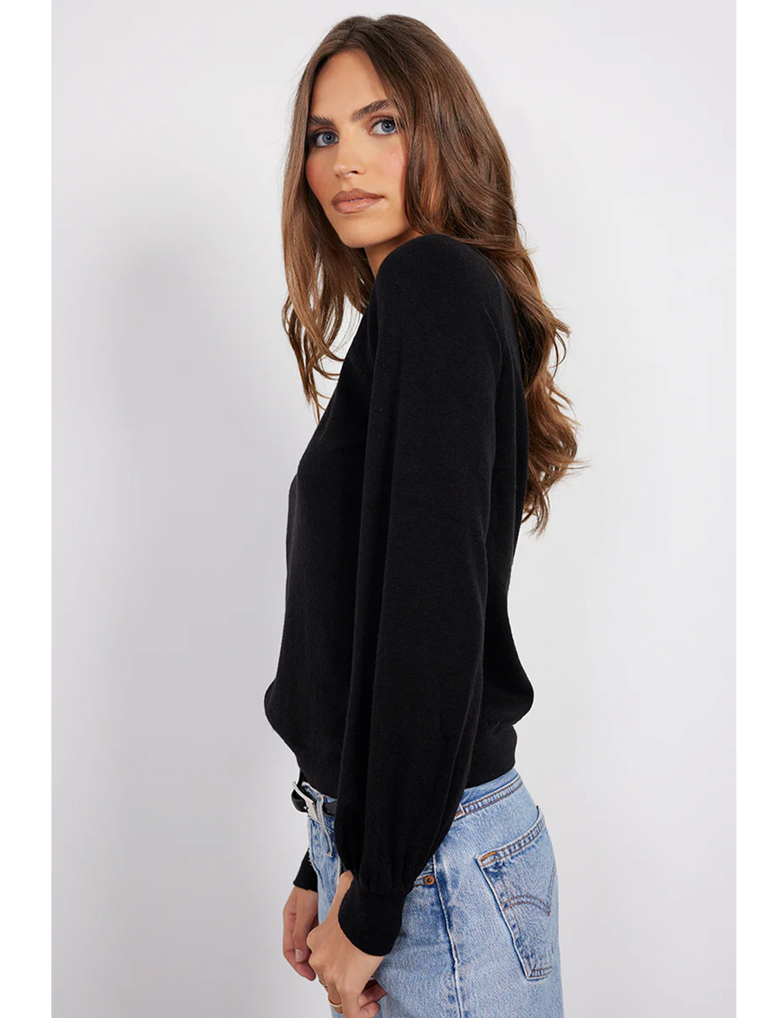 Long Sleeve Raglan Top, Black