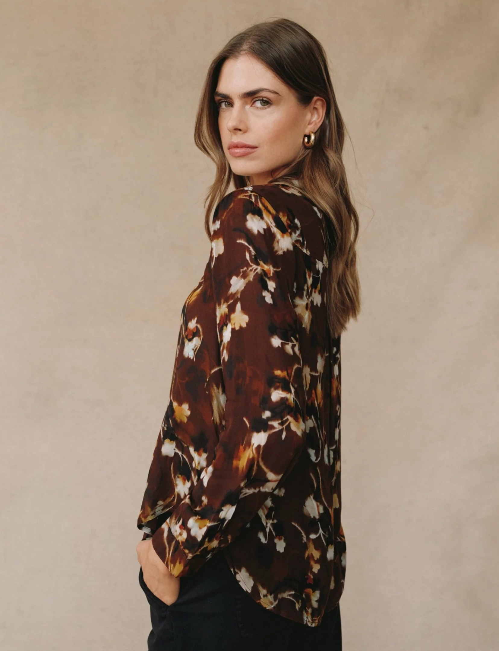 Button Down Shirt, Blurred Blooms