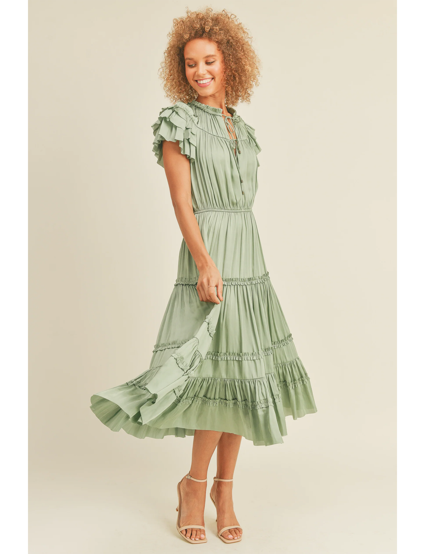 Kianna Short Sleeve Dress, Sage