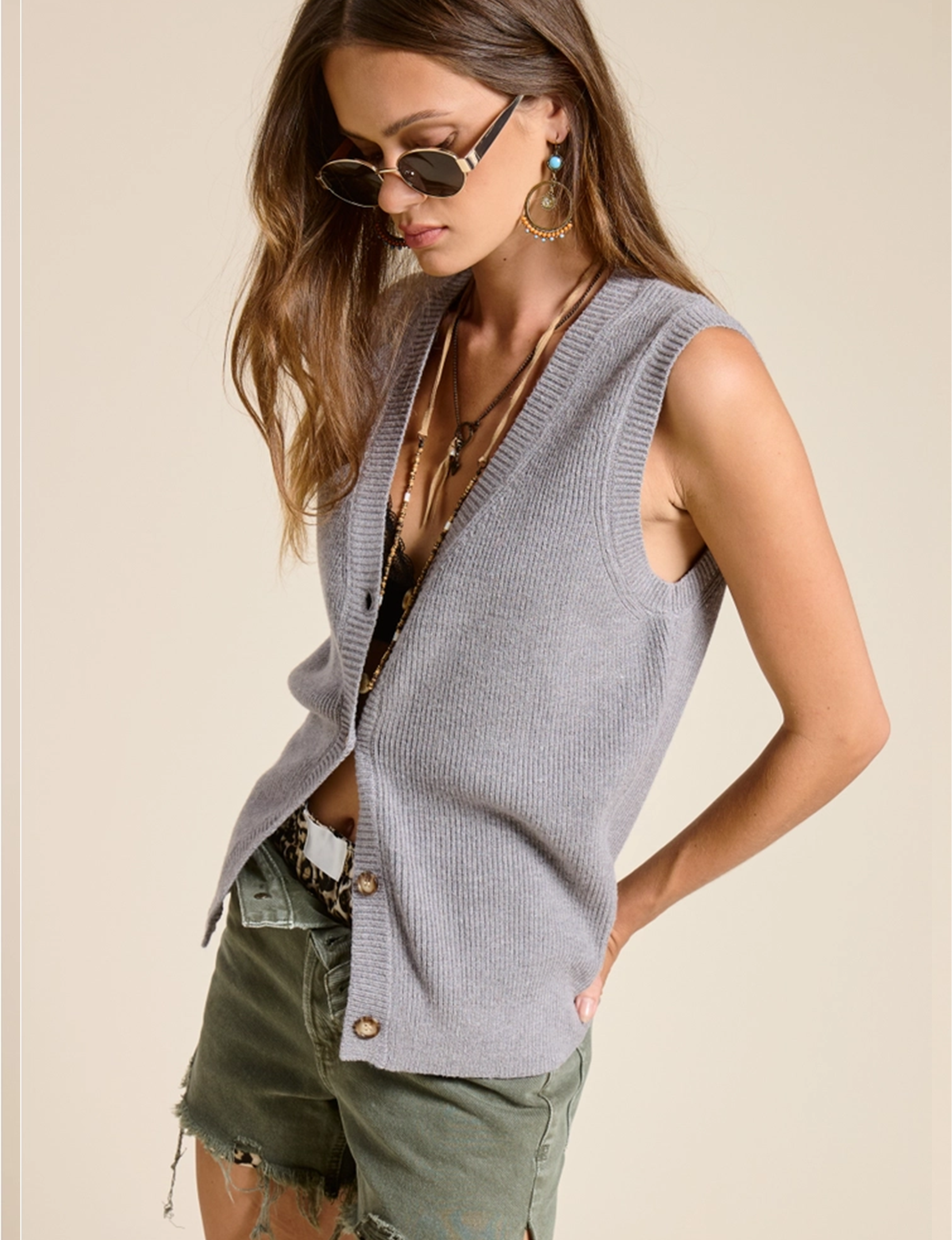 Vicki Sweater Vest, Heather Grey
