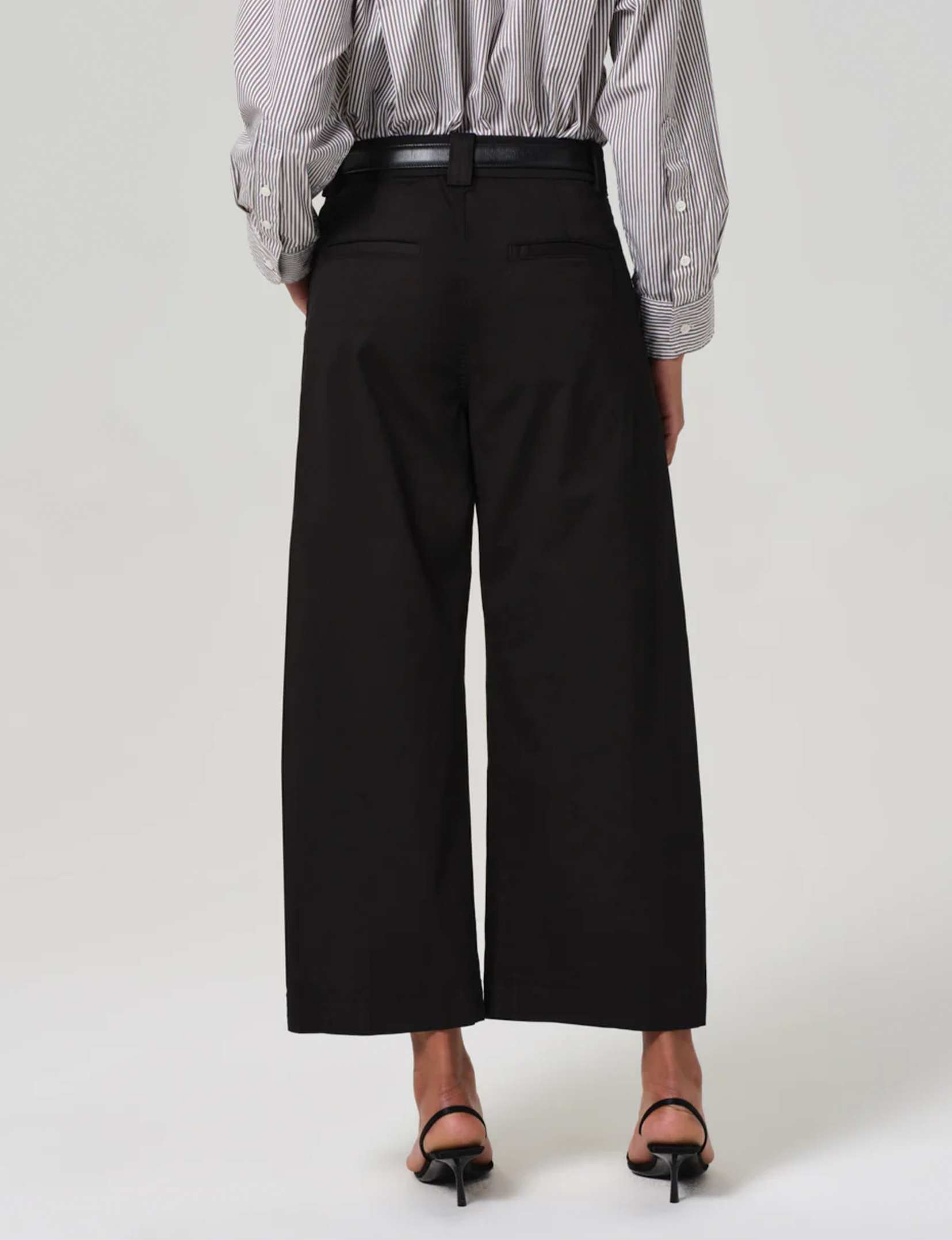 Cara Cropped Twill Trouser, Black