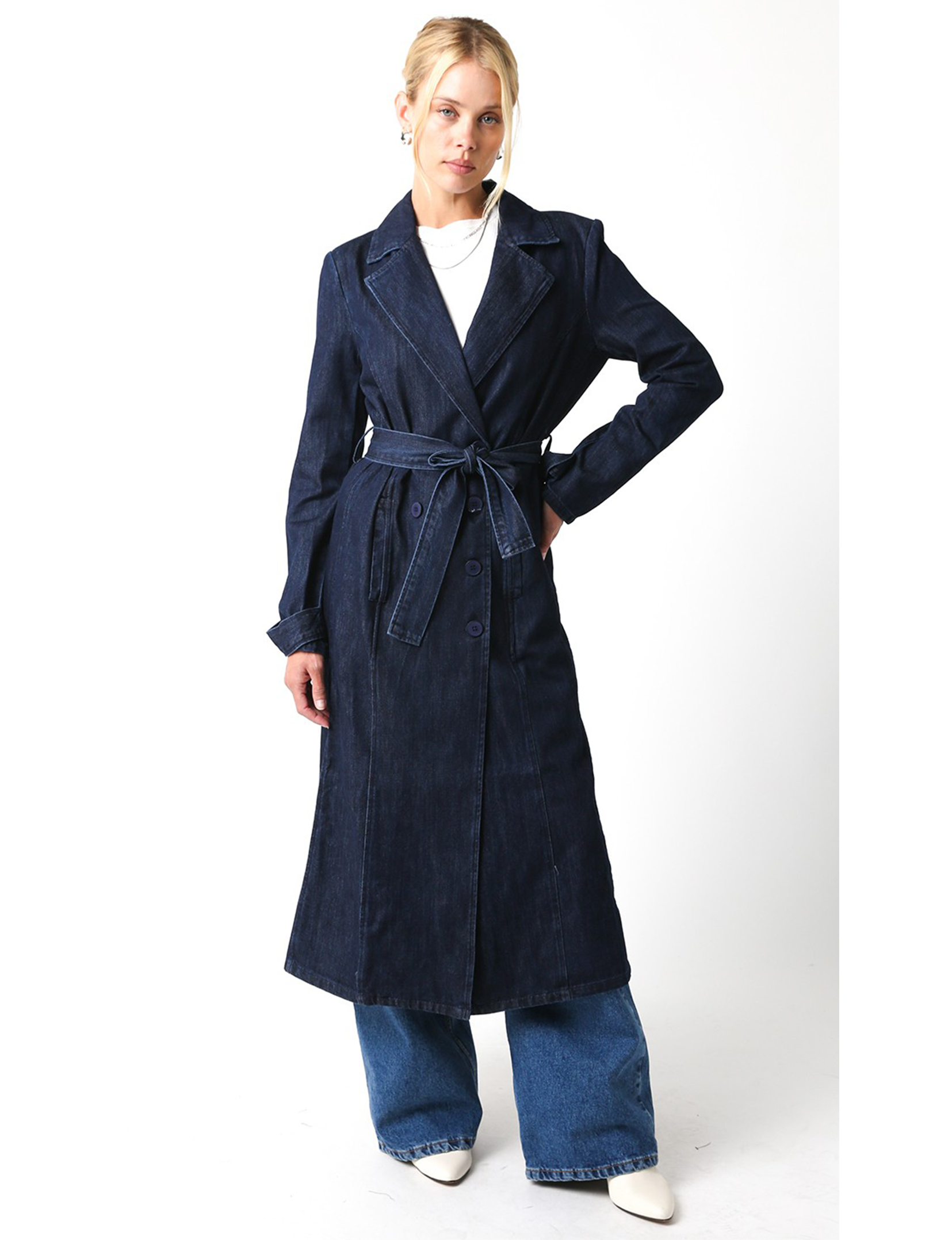 Lindsey Denim Coat, Dark Denim