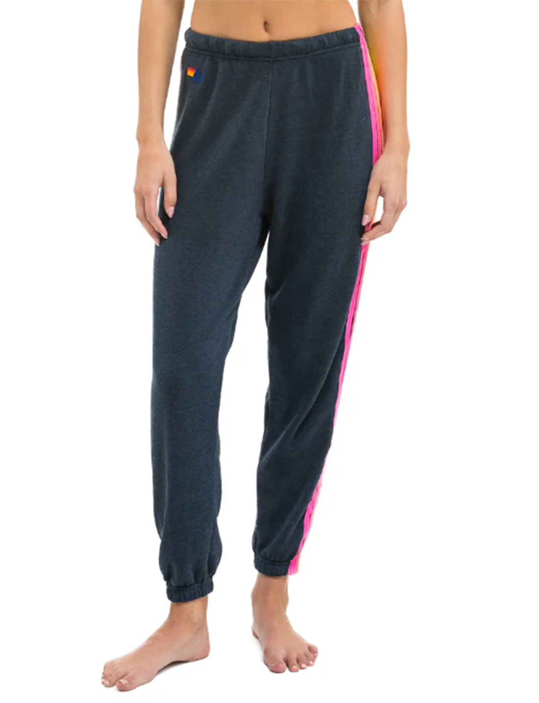 5 Stripe Sweatpants, Charcoal/Neon
