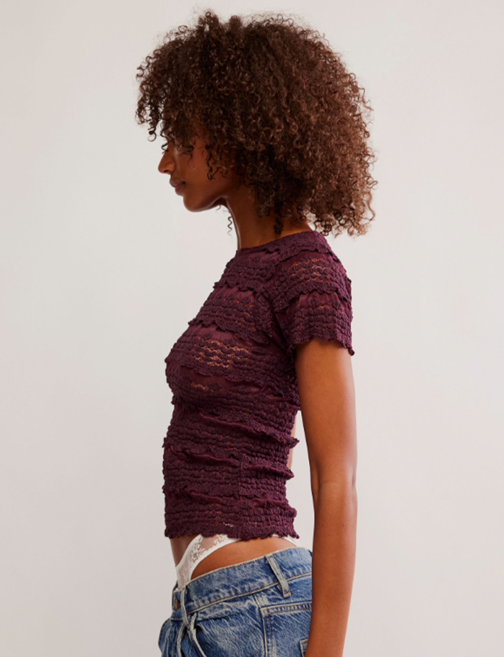 Angelina Lace Tee, Wine