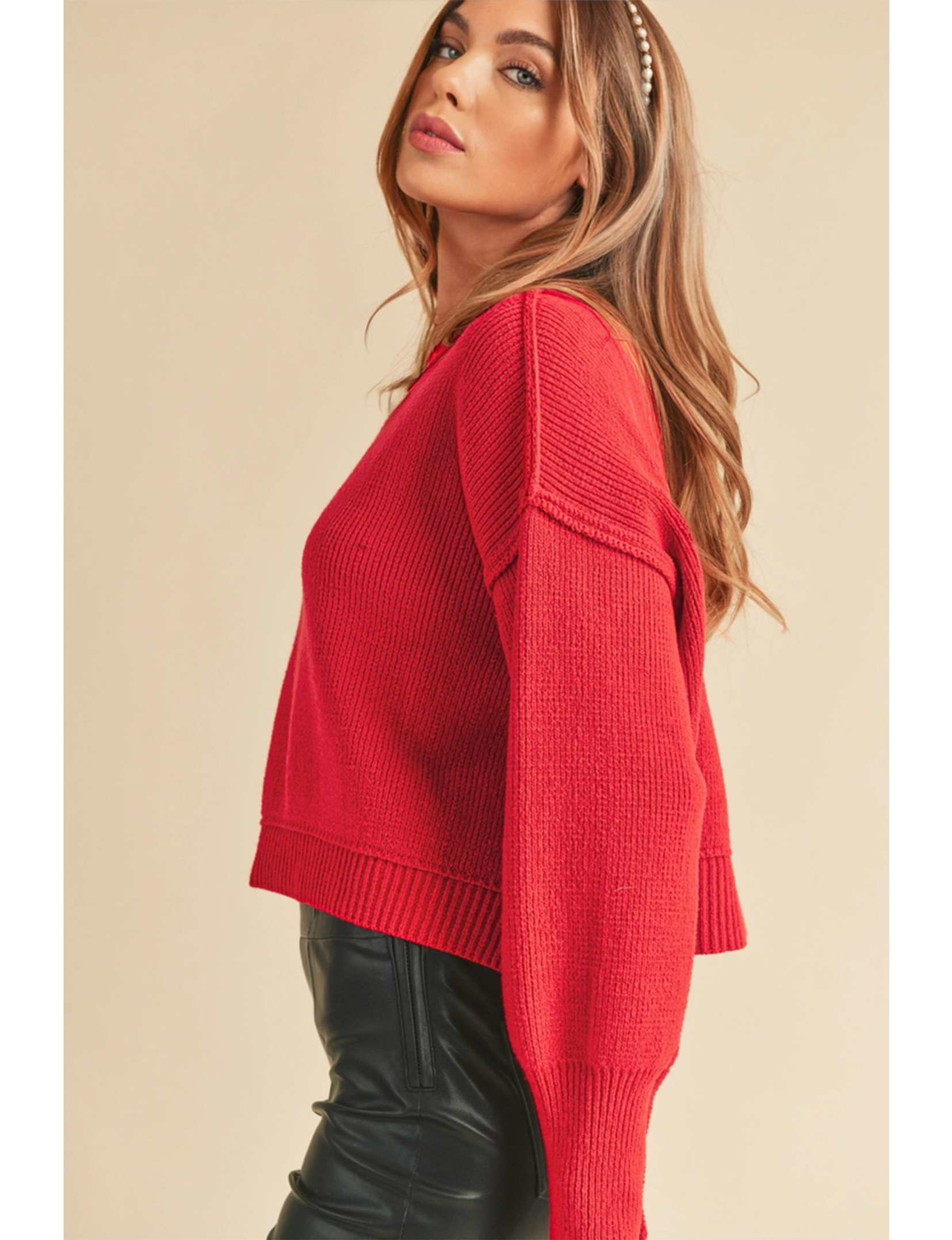 Regina Knit Sweater, Red