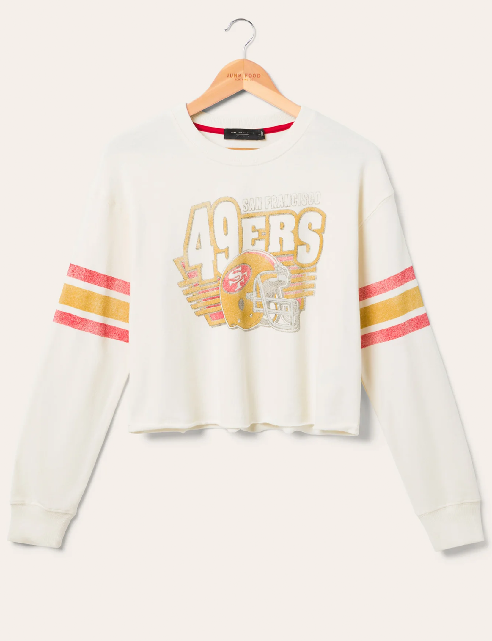 SF 49ers Kickoff Crop Fleece, Vintage White