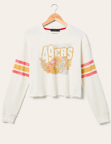 SF 49ers Kickoff Crop Fleece, Vintage White