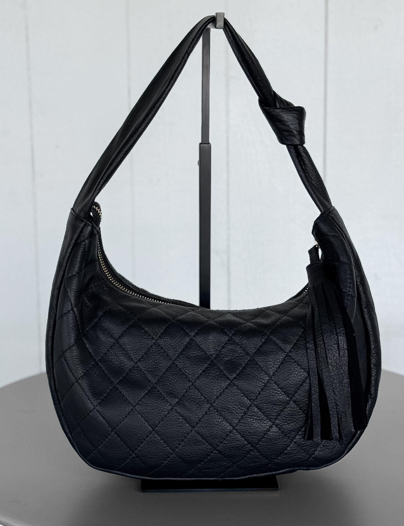 Lola Quilted Shoulder Bag, Black