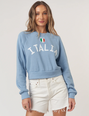 Italia Shrunken Sweatshirt, Provence Blue