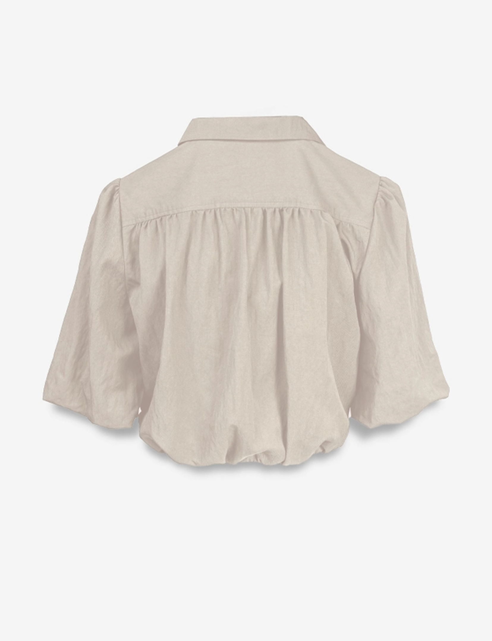 SS Cropped Button Up Blouse, Tan