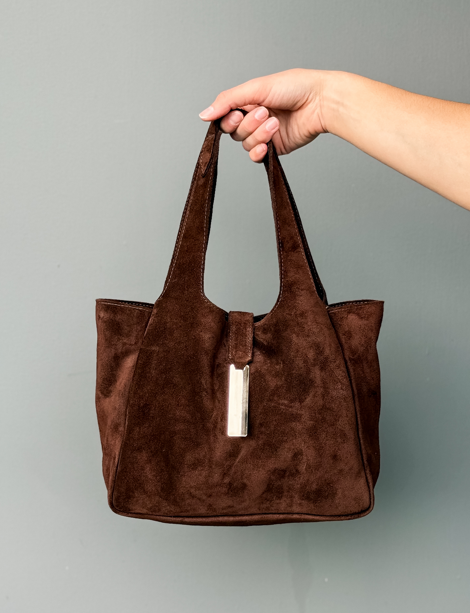 Jane Handbag, Brown Suede