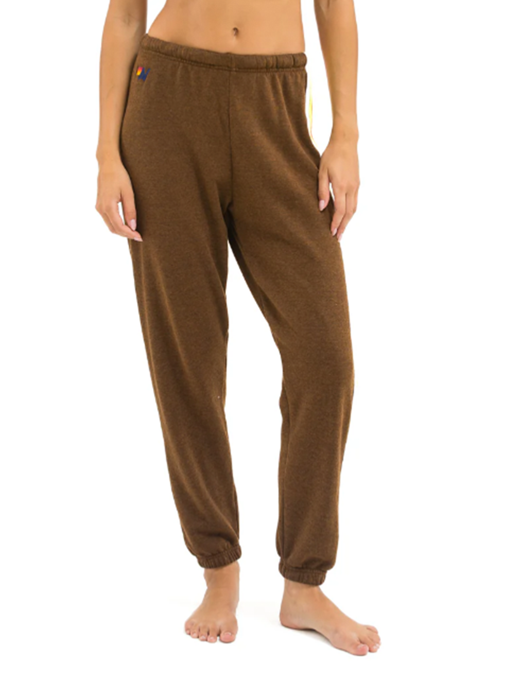 5 Stripe Sweatpants, Chocolate/White Neon