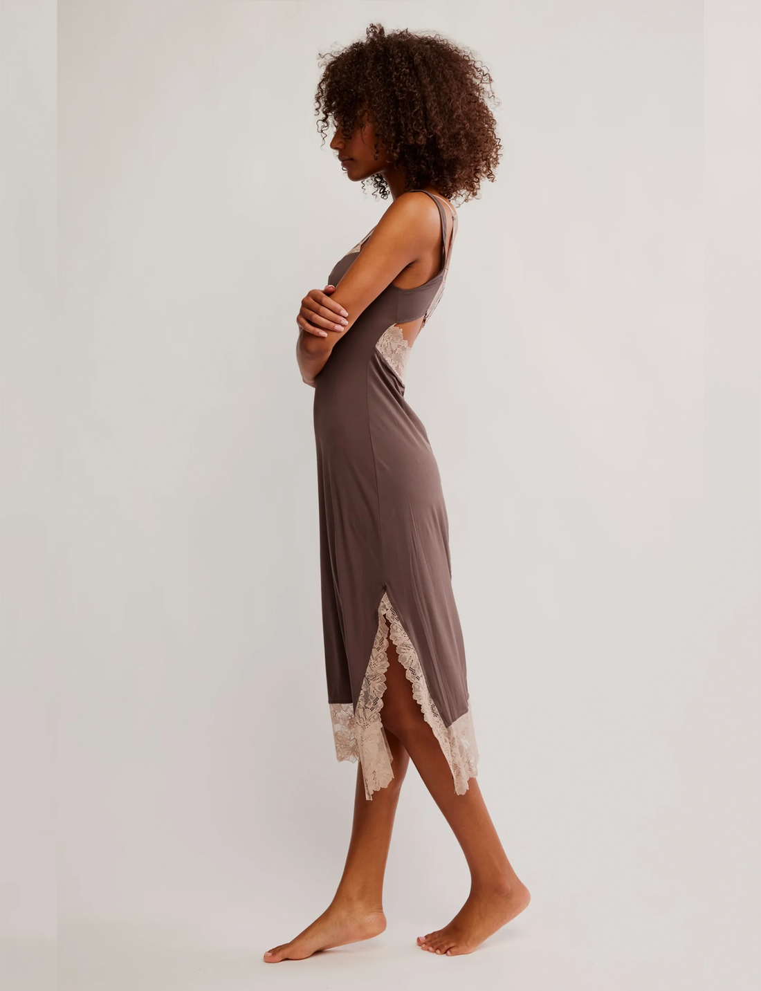 Party Crasher Midi Slip, Mushroom/Double Espresso