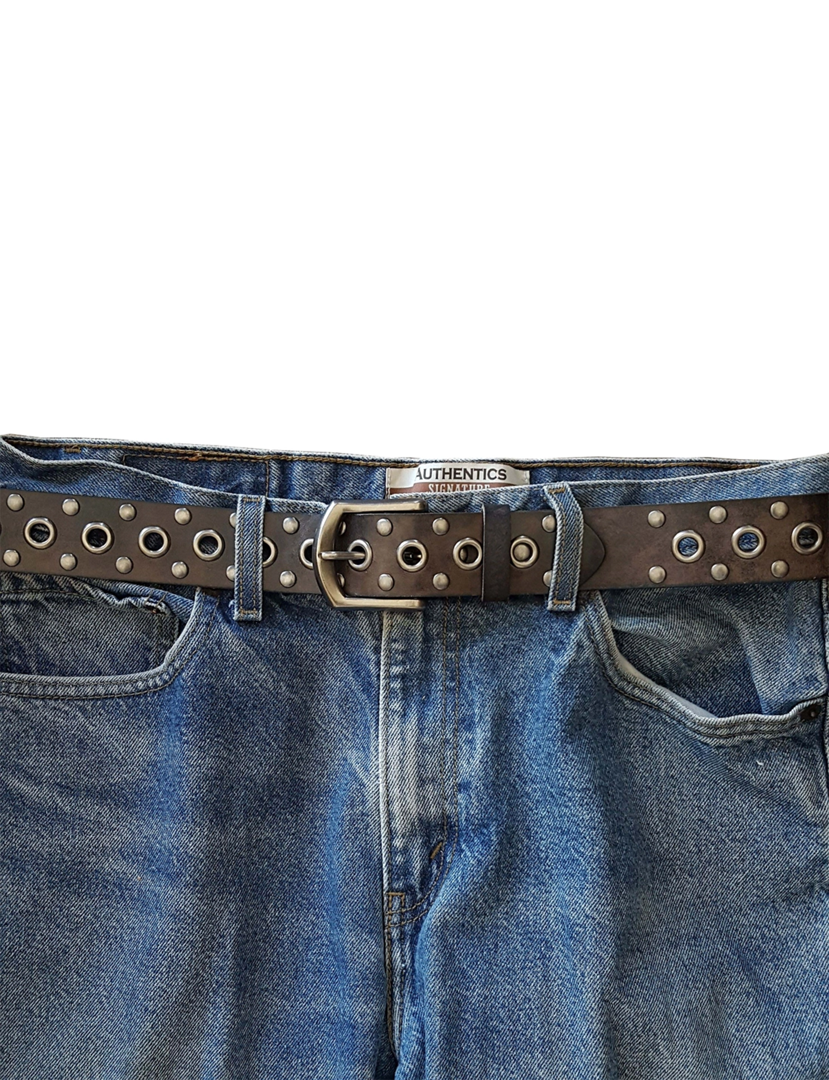 Vintage Leather Studded Belt, Black