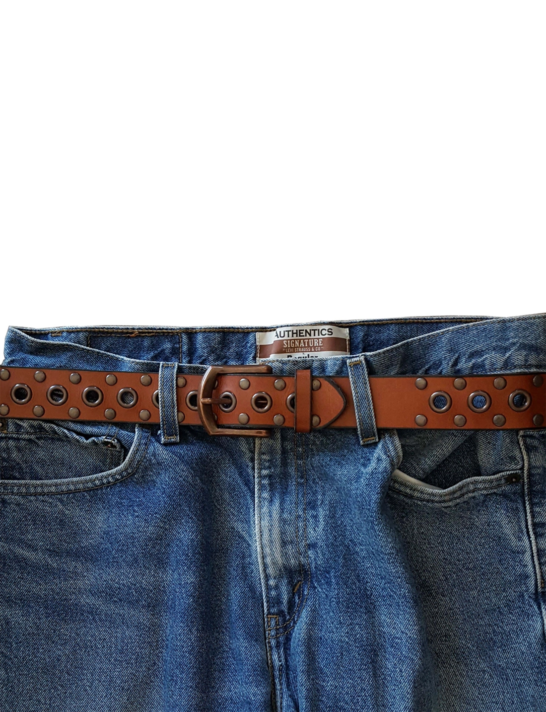 Vintage Leather Studded Belt, Brown