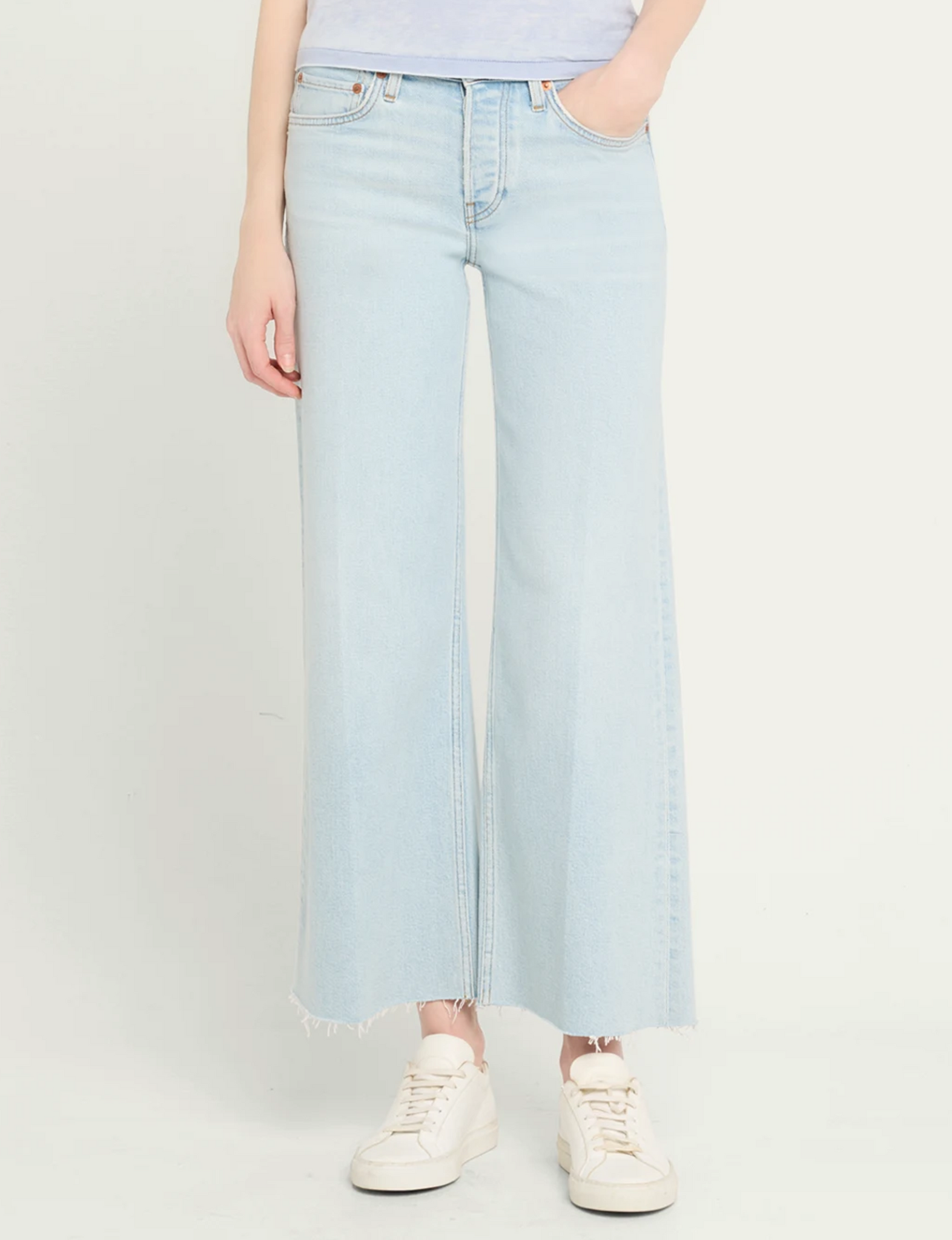 Mid Rise Wide Leg Crop, Ola Indigo