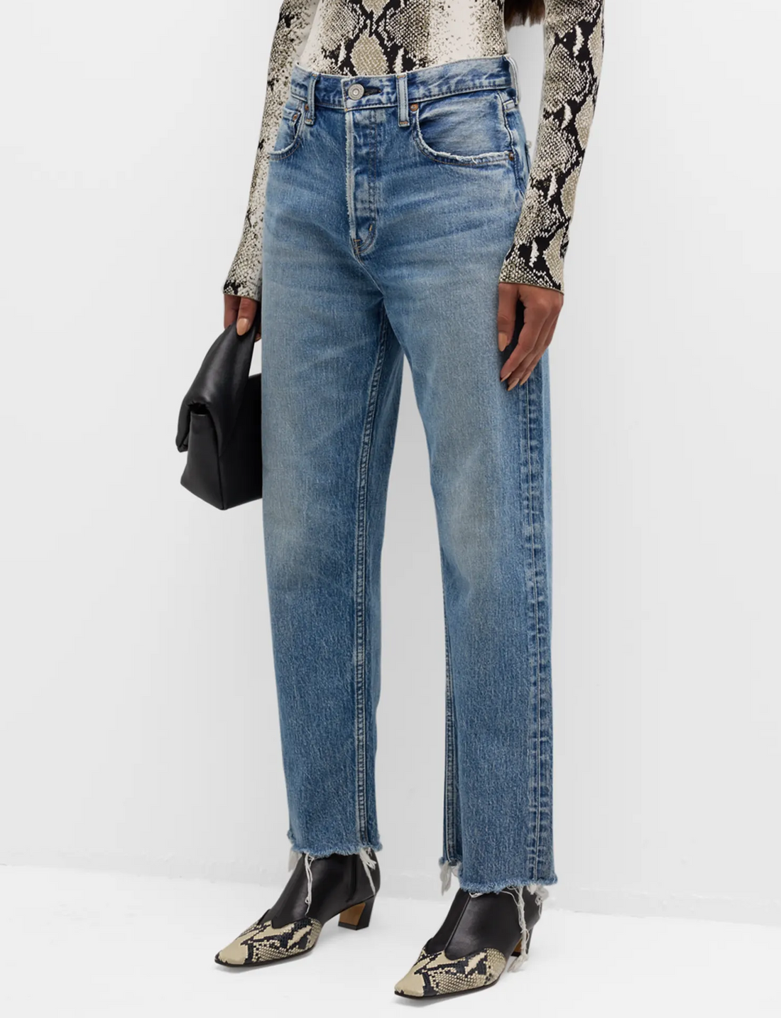 Mabel Cropped Wide Straight, Blue