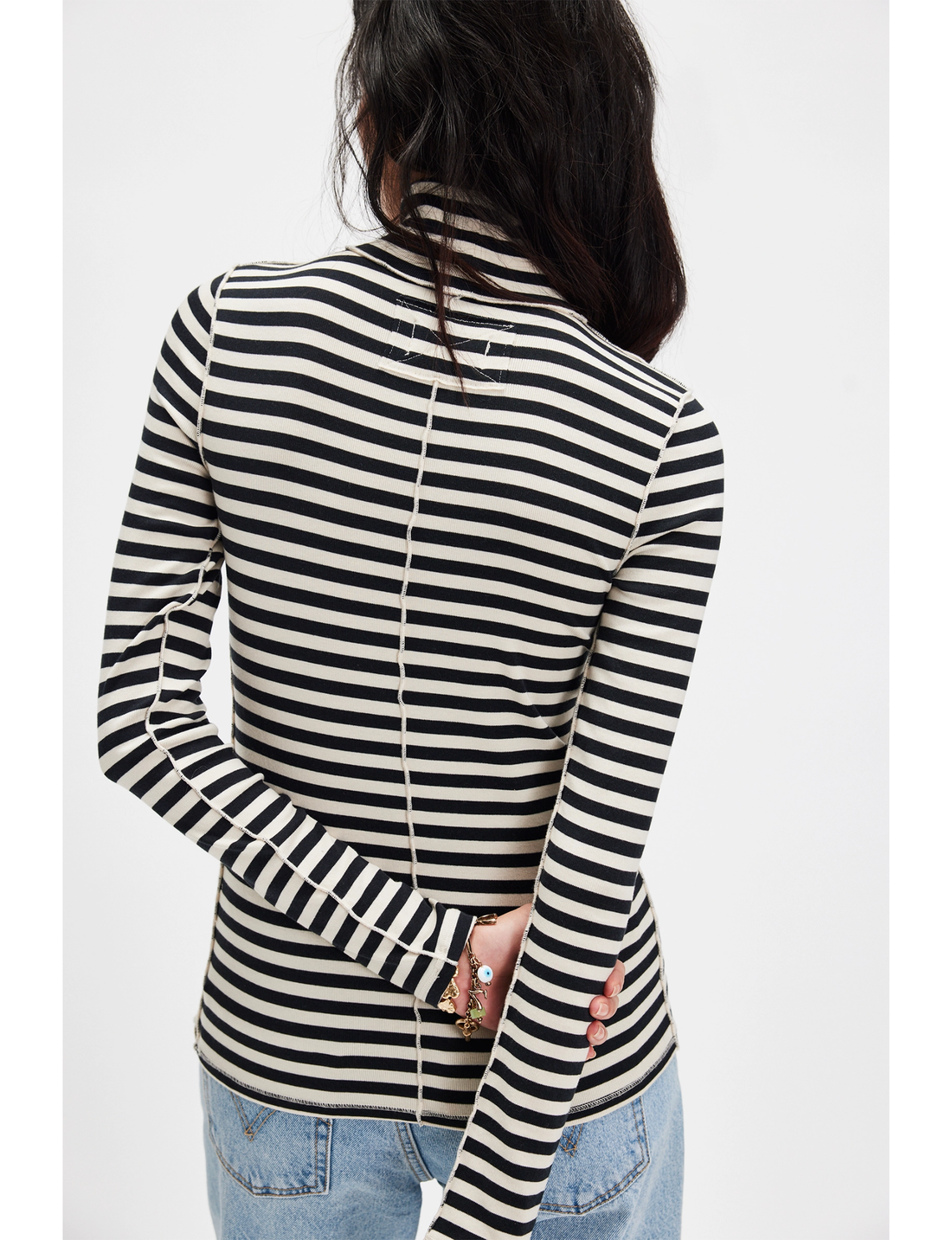 Good Good Stripe Turtleneck, Black/Combo