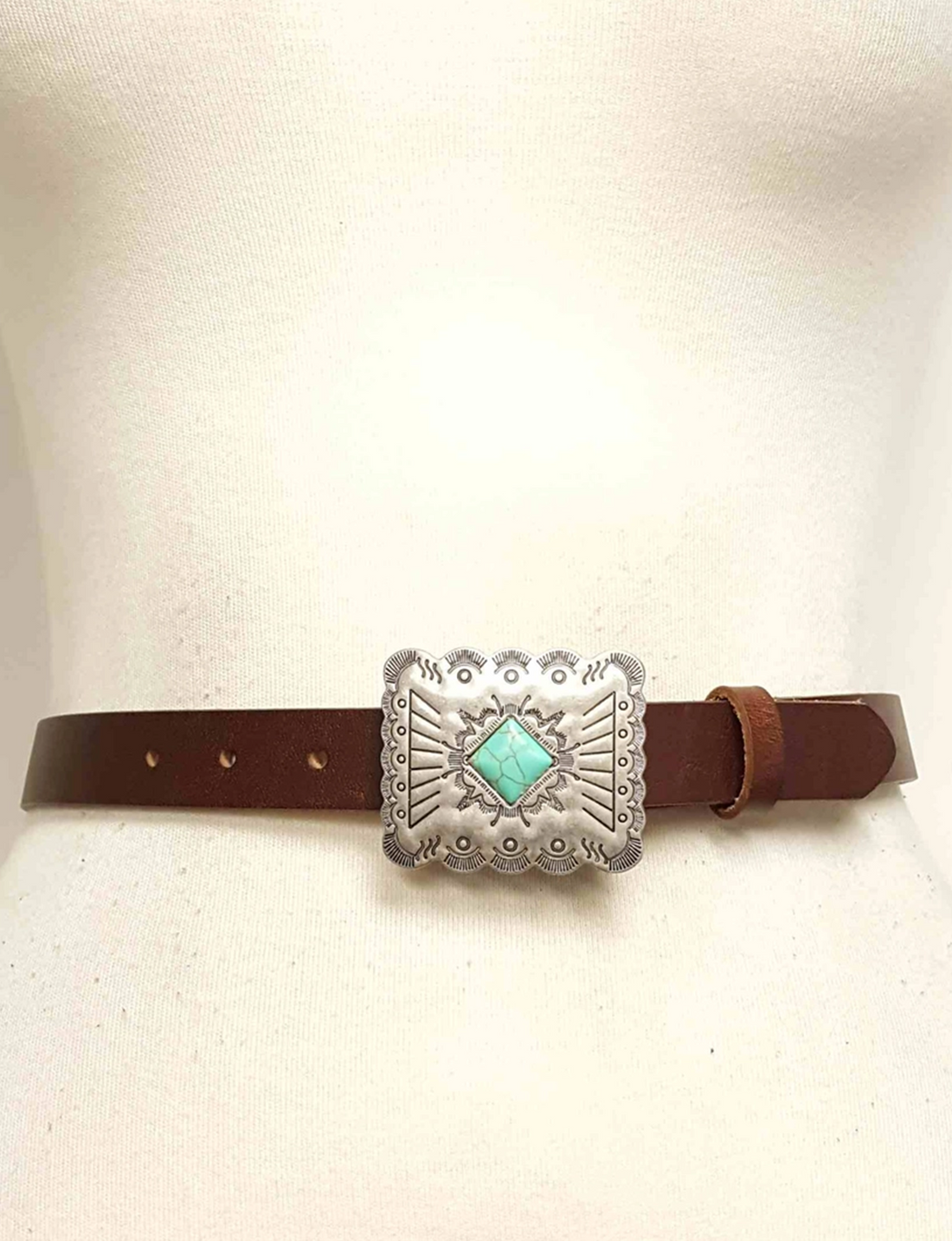 Skinny Leather Belt, Brown