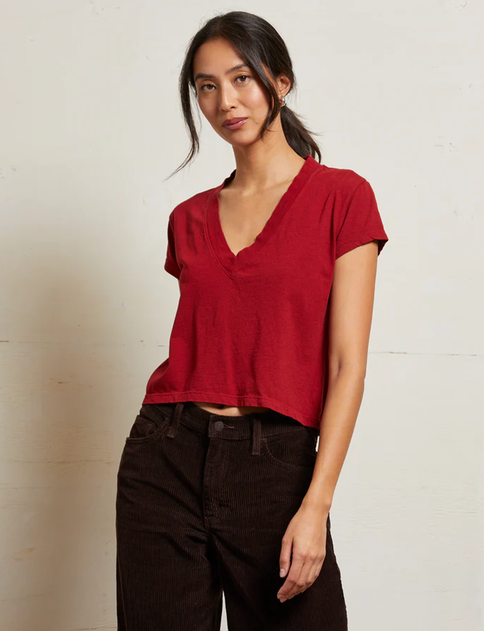 Alanis Recycled V-Neck, Maple
